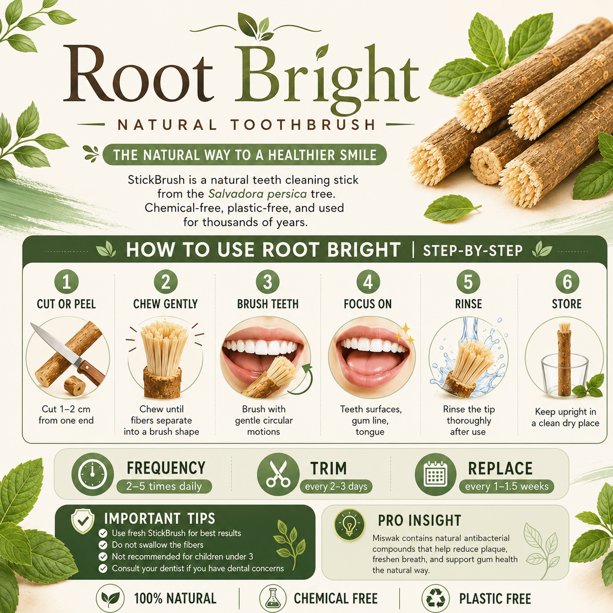 Root Bright - Natural Miswak Toothbrush